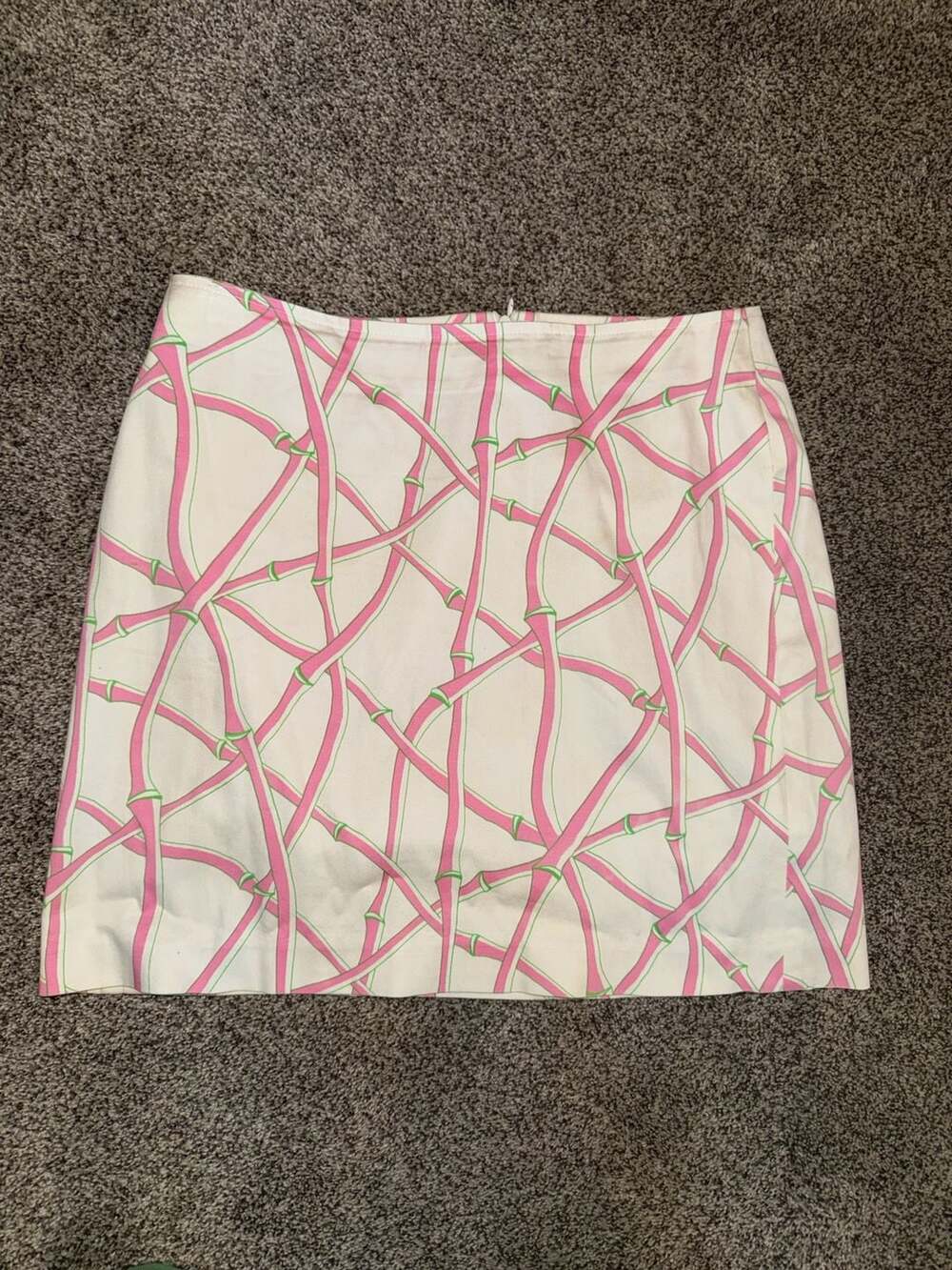Govango Women's Pink and Green Bamboo Lattice Print Mini Skirt Size 8